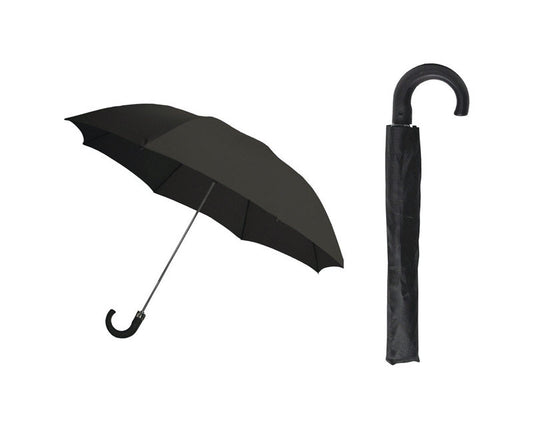 Rainbrella Metal Frame Nylon Canopy Black Foldable Umbrella 42 D in.