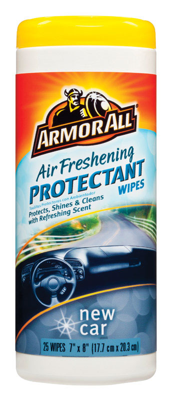 Armor All Plastic/Rubber/Vinyl Air Freshening Protectant Wipes New Car Scent 25 ct