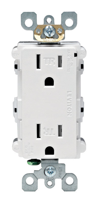 Leviton Decora Plus 15 amps 125 V Duplex White Surge Protection Receptacle Outlet 5-15R 1 pk