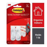 3M Command Small Plastic Hook 2-3/8 in. L 2 pk