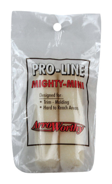 Funda para rodillo de pintura en miniatura ArroWorthy Pro-Line Mohair Blend de 4 pulg. de ancho y 3/16 pulg., paquete de 2
