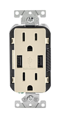 Leviton Decora 15 amps 125 V Duplex Light Almond Outlet and USB Charger 5-15 R 1 pk - Deal of The Week