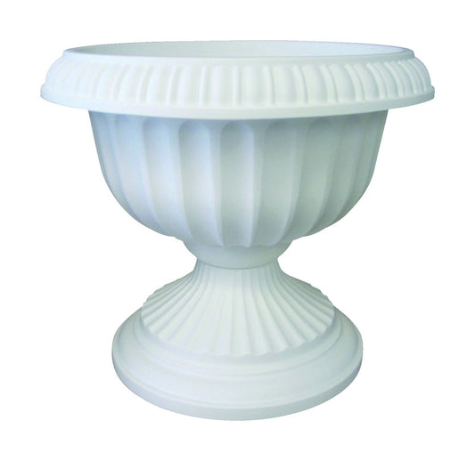 Bloem 14.8 in. H X 17.8 in. D Plastic Grecian Urn Flower Pot White (Pack of 6).