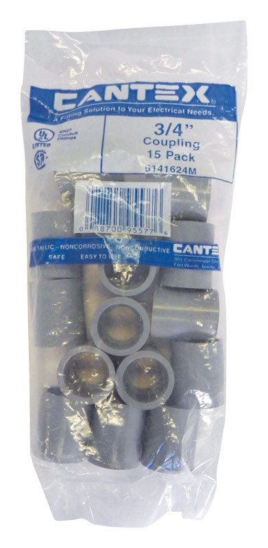 Cantex 3/4 in. D PVC Electrical Conduit Coupling 15 pk