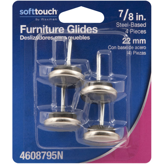 Softtouch Metallic 7/8 in. Nail-On Plastic Chair Glide 4 pk