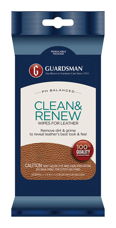 Guardsman No Scent Leather Cleaner 20 wipes Wipes (Pack of 6)