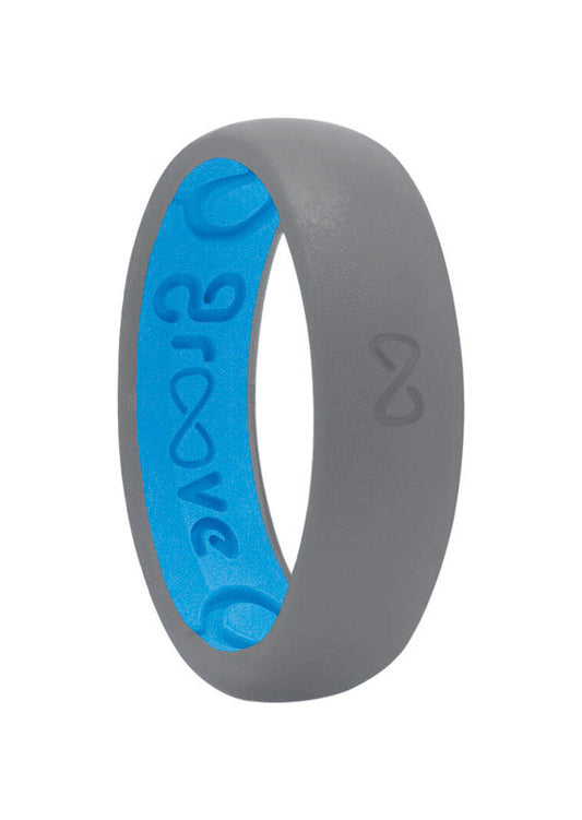 Groove Life Unisex Groove Thin Round Storm Gray/Blue Wedding Band Silicone Water Resistant Size 5