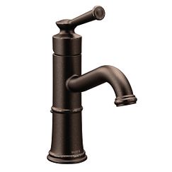 Oil rubbed bronze one-handle high arc bathroom faucet