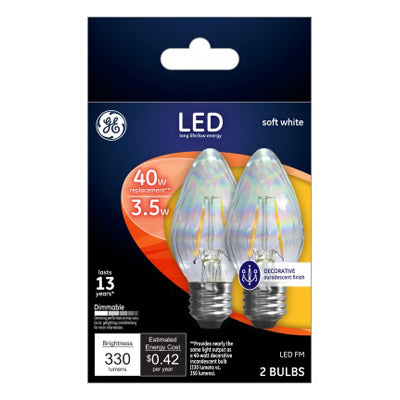 GE F15 E26 (Medium) LED Light Bulb Soft White 40 Watt Equivalence 2 pk