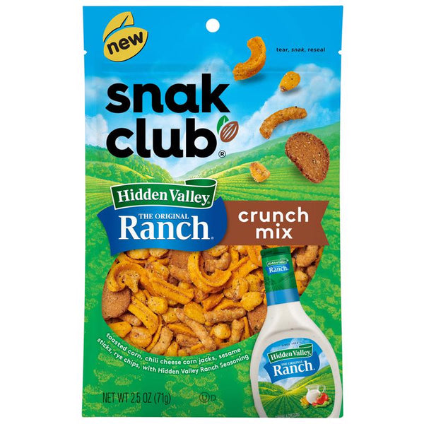 Snak Club Hidden Valley Ranch Snack Mix 2.5 oz Bagged (Pack of 6)