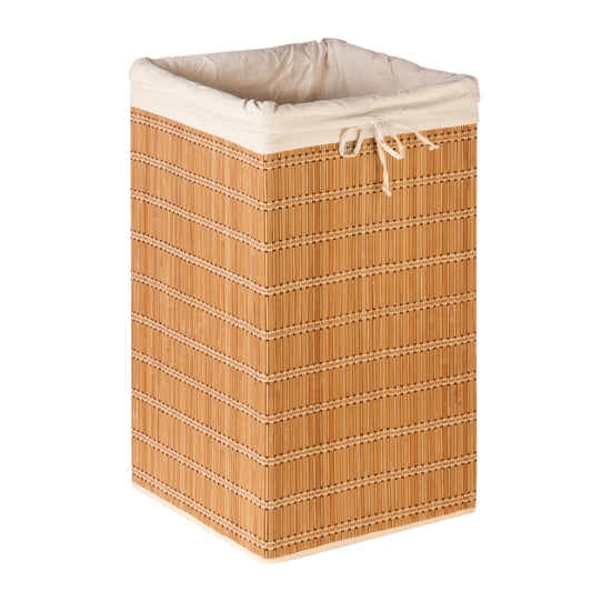 Honey-Can-Do Brown/White Bamboo Collapsible Clothes Hamper