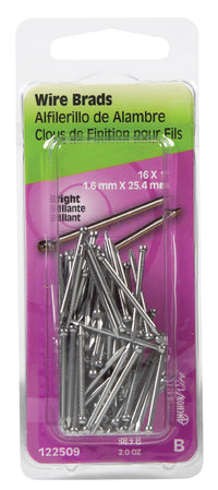 Hillman 16 Ga. x 1 in. L Bright Steel Brad Nails 1 pk 2 oz. (Pack of 6)