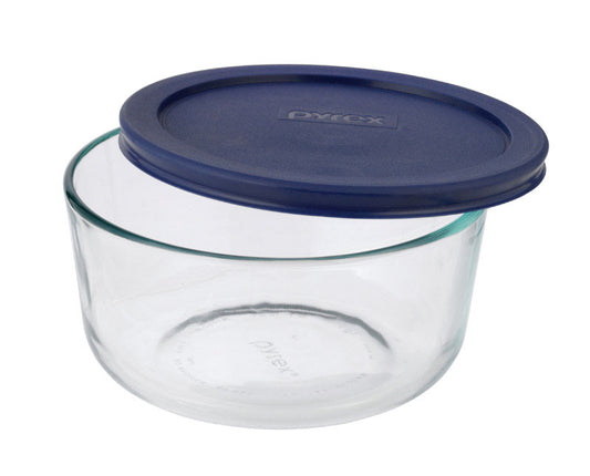 Pyrex 6 in. W x 6 in. L Round Glass Dish with Lid Blue/Clear (Pack of 4)