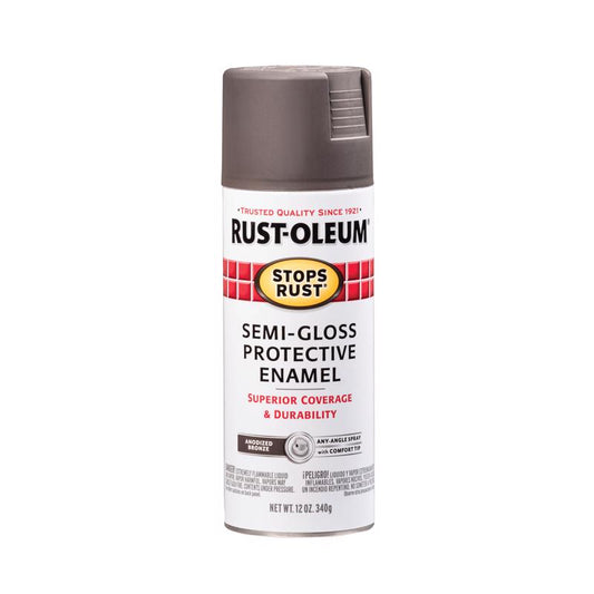Rust-Oleum Stops Rust Semi-Gloss Anodized Bronze Enamel Spray Paint 12 oz. (Pack of 6)