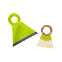 Full Circle Green Plastic Mini Brush & Dustpan Set for Kids Mealtime
