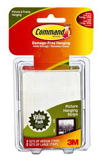 3M Command White Foam Picture Hanging Strips 24 pk 16 lb. (Pack of 4)
