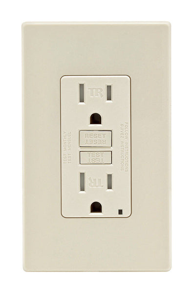 Tomacorriente/placa de pared Leviton color almendra claro, 15 amperios, 125 V, 5-15R, 1 paquete - Caja abierta