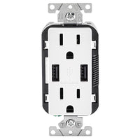 Leviton Decora 15 amps 125 V Duplex White Outlet and USB Charger 5-15R 1 pk