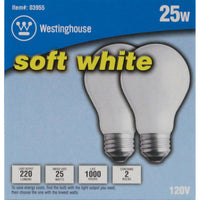 Westinghouse 25 W A19 A-Line Incandescent Bulb E26 (Medium) Soft White 2 pk - Deal of The Week