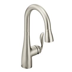 Spot resist stainless one-handle high arc pulldown bar faucet