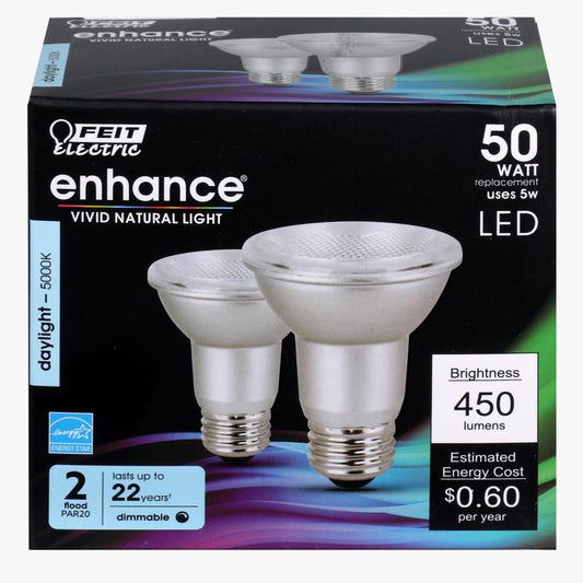 FEIT Electric Enhance PAR20 E26 (Medium) LED Bulb Daylight 50 Watt Equivalence 2 pk (Pack of 4)