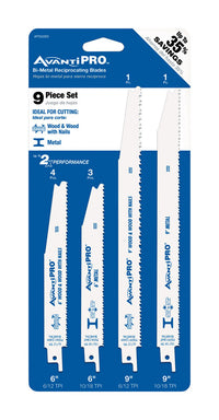Avanti Pro  Assorted in. Bi-Metal  Reciprocating Saw Blade Set  Multi TPI 9 pk