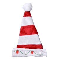 Magic Seasons Candy Cane Santa LED Hat Plush 1 pk (Pack of 12)