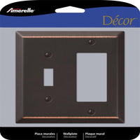Amerelle Century Aged Bronze Bronze 2 gang Stamped Steel Rocker/Toggle Wall Plate 1 pk