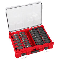 Milwaukee Shockwave 1/2 in. drive Metric/SAE 6 Point Deep Impact Socket Set 31 pc