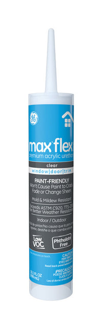 GE Max Flex Clear Siliconized Acrylic Caulk 10.1 oz. (Pack of 12)