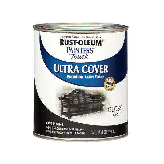 Rust-Oleum Painters Touch Ultra Cover Gloss Black Paint Indoor and Outdoor 250 g/L 1 qt.