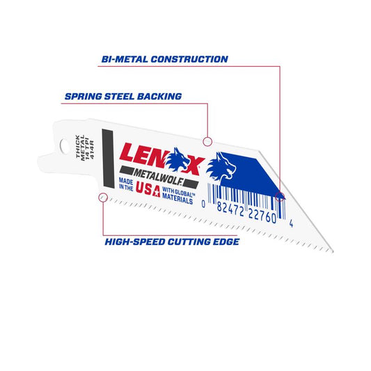 Lenox 4 in. Bi-Metal Reciprocating Saw Blade 14 TPI 1 pk (Pack of 50)