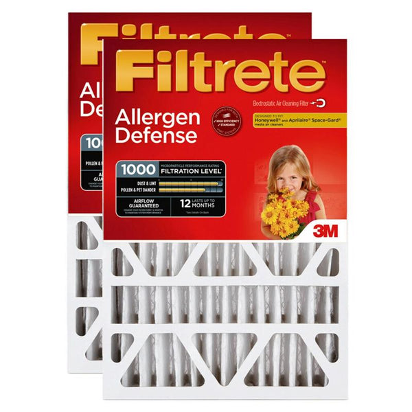 Filtro de aire plisado para alérgenos Filtrete, 20 in. de ancho X 25 in. de alto X 4 in., 1000 MPR, paquete de 2 - Caja abierta