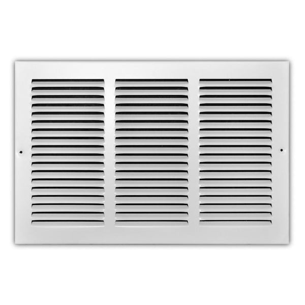 Rejilla de retorno de aire de acero unidireccional con revestimiento en polvo blanco de 10 pulg. de alto x 18 pulg. de ancho de Tru Aire