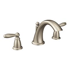 Brushed nickel two-handle low arc roman tub faucet