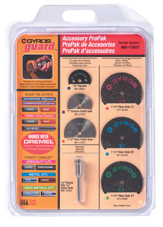 Gyros Tools GYROSGuard 1 1/4 in. X 4 in. L High Speed Steel Round Rotary Accessory Kit 7 pc