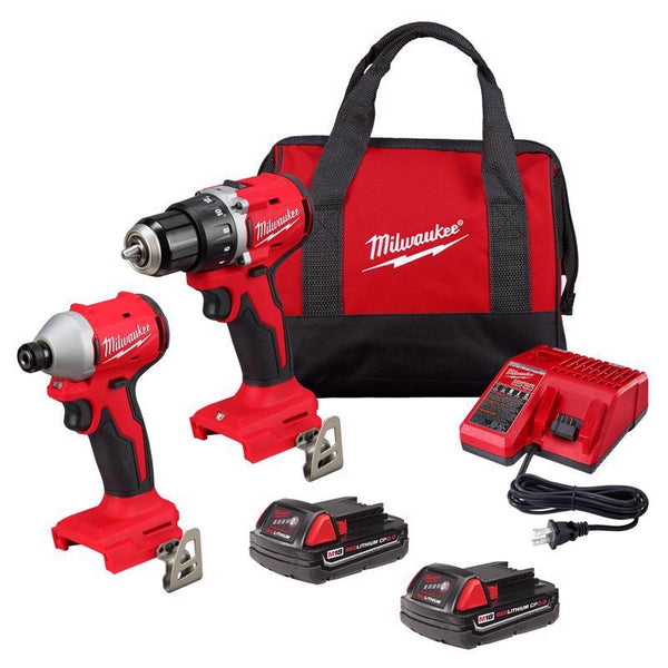 Kit combinado de 2 herramientas sin escobillas y con batería compacta Milwaukee M18