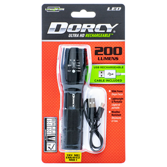 Dorcy Ultra HD Series 200 lm Black LED Flashlight Power Bank 4400 mAh Lithium Ion Battery