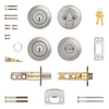 Kwikset SmartKey Juno Satin Nickel Deadbolt and Entry Door Knob KW1 1-3/4 in.