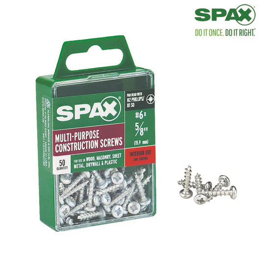 SPAX No. 6 x 5/8 in. L Phillips/Square Zinc-Plated Multi-Purpose Screws 50 pk