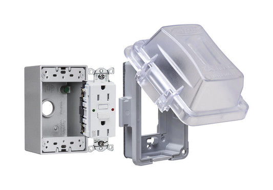 Taymac Clear Non-Metallic 1-Gang Multi-Directional GFCI Outlet Kit