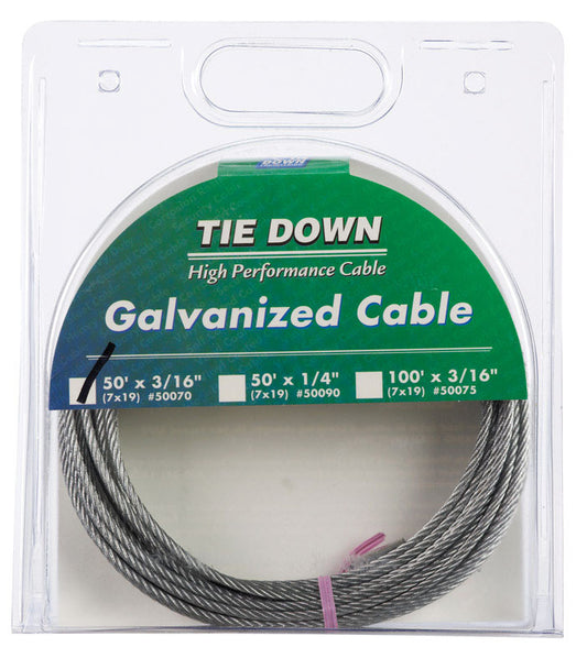 Tie Down Engineering Galvanized Galvanized Steel 3/16 in. D X 50 ft. L Aircraft Cable