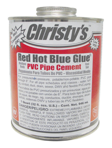 Cemento azul para PVC Christy's Red Hot Blue Glue de 32 oz