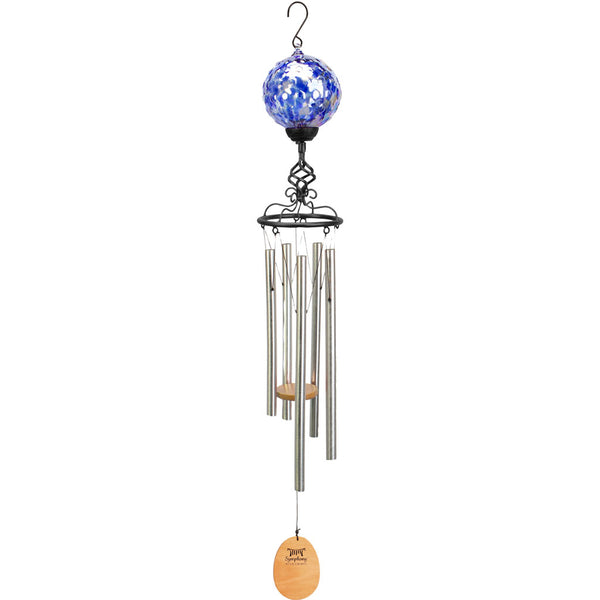 Carillón de viento solar Symphony con bola de cristal azul