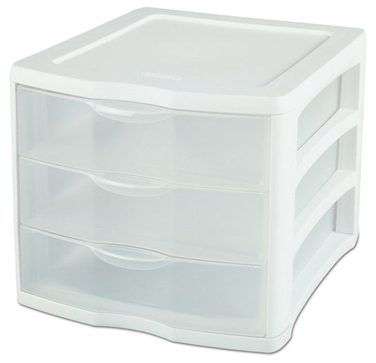 Sterilite Plastic White Stackable Drawer Organizer 9.625 H x 11 W x 13.5 D in. (Pack of 4)