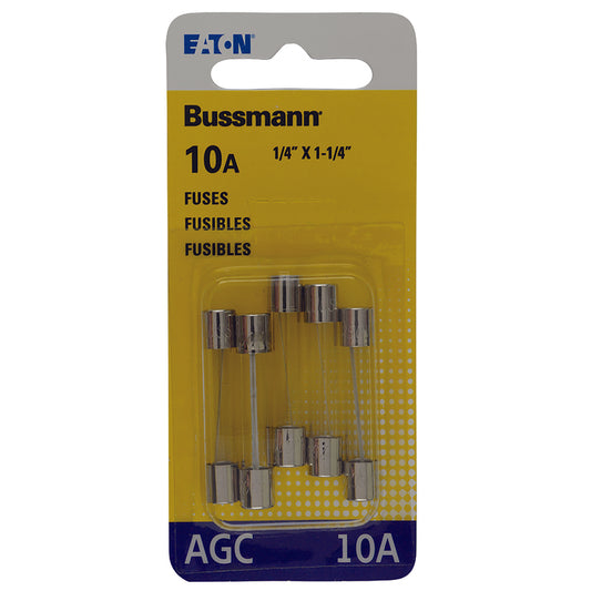 Bussmann 10 amps AGC Glass Tube Fuse 5 pk