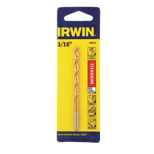 Irwin 3/16 in. X 3-1/2 in. L High Speed Steel Drill Bit Straight Shank 1 pc