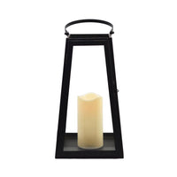 Smart Living 13 in. One Mantle Glass/Metal Triangular Black LED Candle Lantern (Pack of 2)