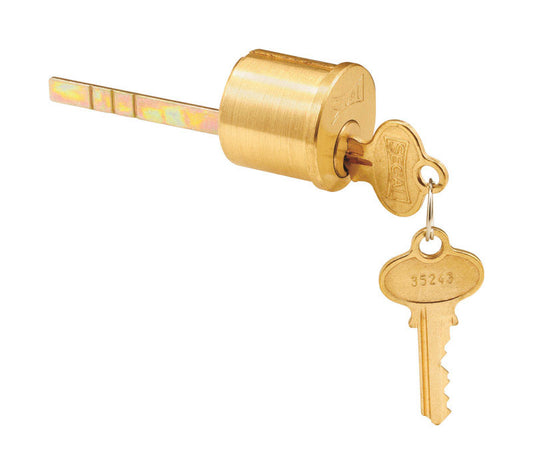 Prime-Line Segal Brushed Brass Solid Brass Key Lock Cylinder Keyed Differently