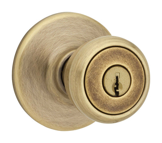 Kwikset Tylo Antique Brass Entry Knobs ANSI/BHMA Grade 3 1-3/4 in. (Pack of 3)